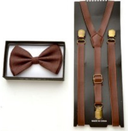 Bow tie & Suspender Leather Set