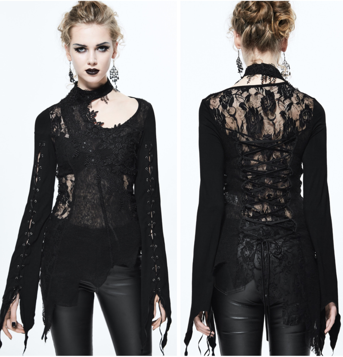 Punk Lace Witch Asymmetrical Top
