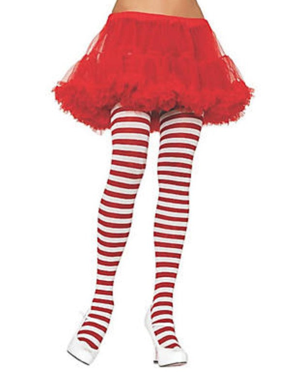 Red & White Striped Tights