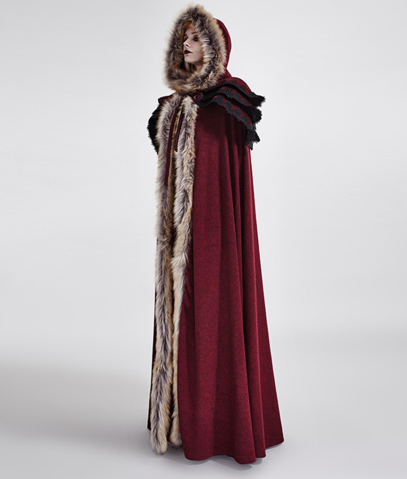 Gothic wool collar long cloak