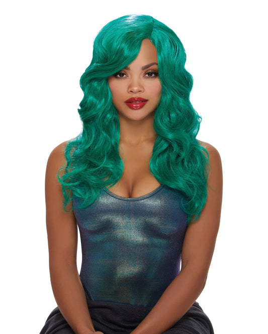 Long Wavy Teal Wig