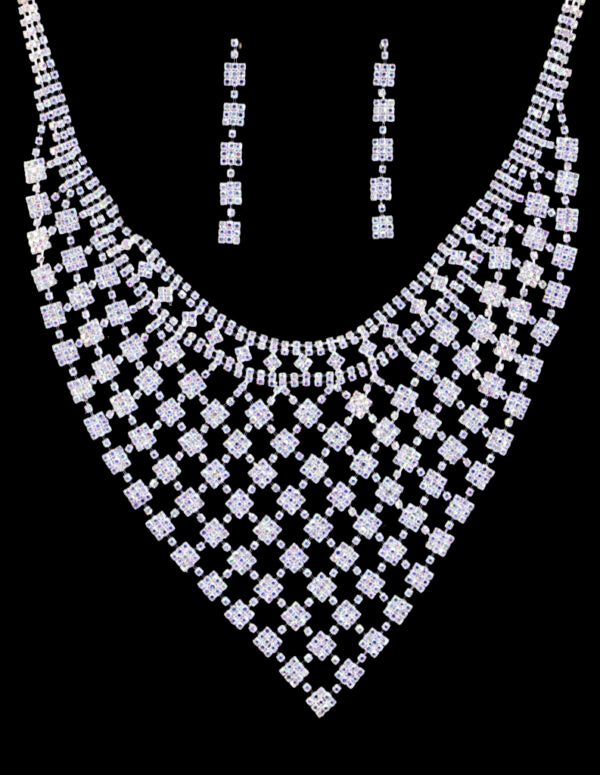Rhinestone Necklace and Earring Set
