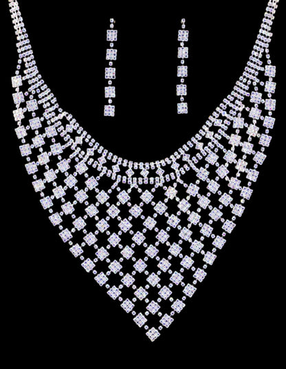 Rhinestone Necklace and Earring Set