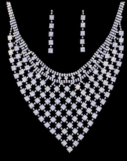 Rhinestone Necklace and Earring Set