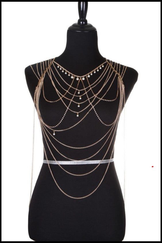 Body Chain top and belt set – Gold
