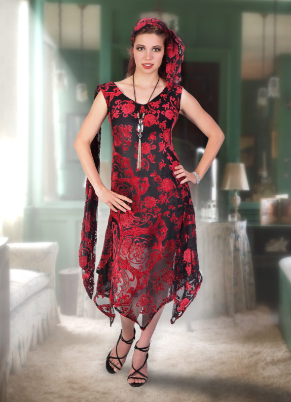 Burnout Velvet Medallion Design Dress