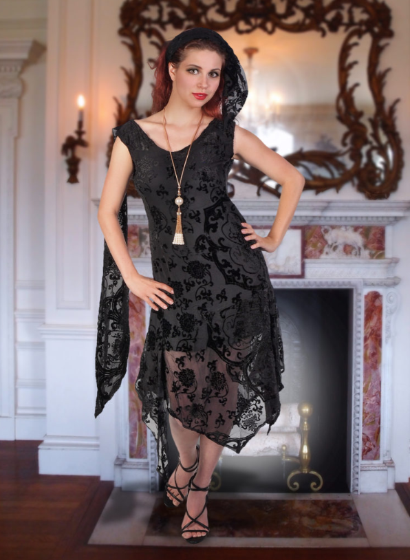 Burnout Velvet Medallion Design Dress