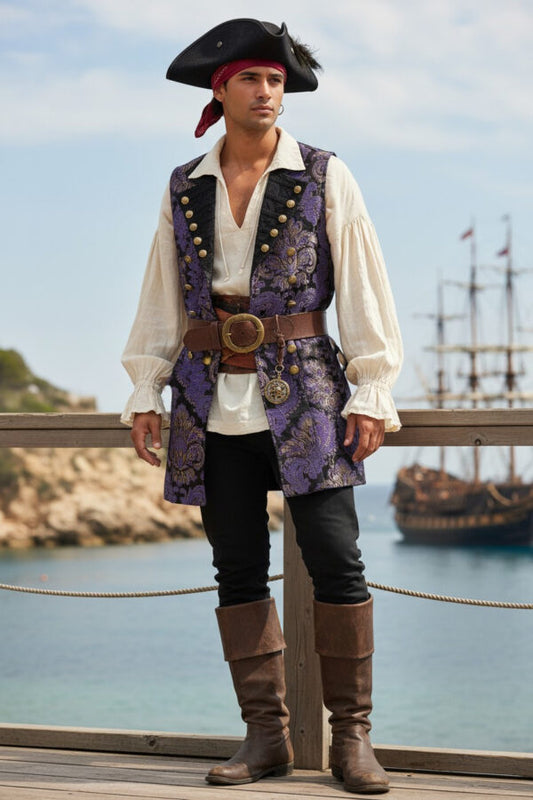 Collar Two tone Brocade Pirate Vest