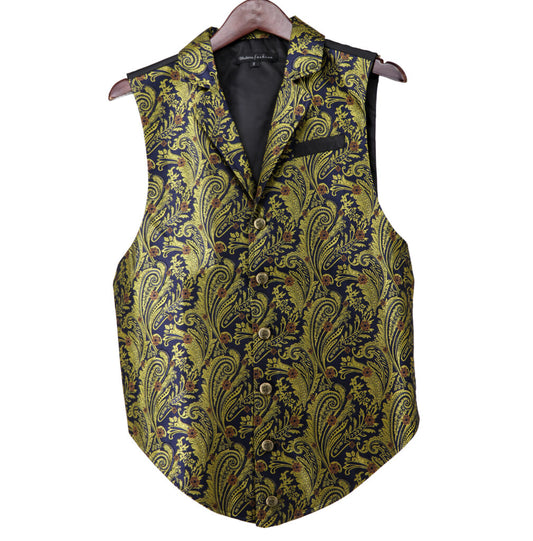 Paisley Jacquard short Pirate Vest-Blue/gold