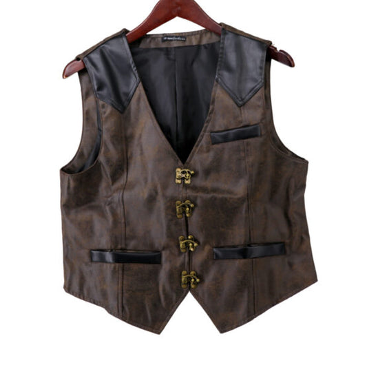 Steampunk two-tone pleather vest