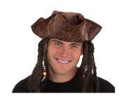 Caribbean Pirate Hat w/Braids