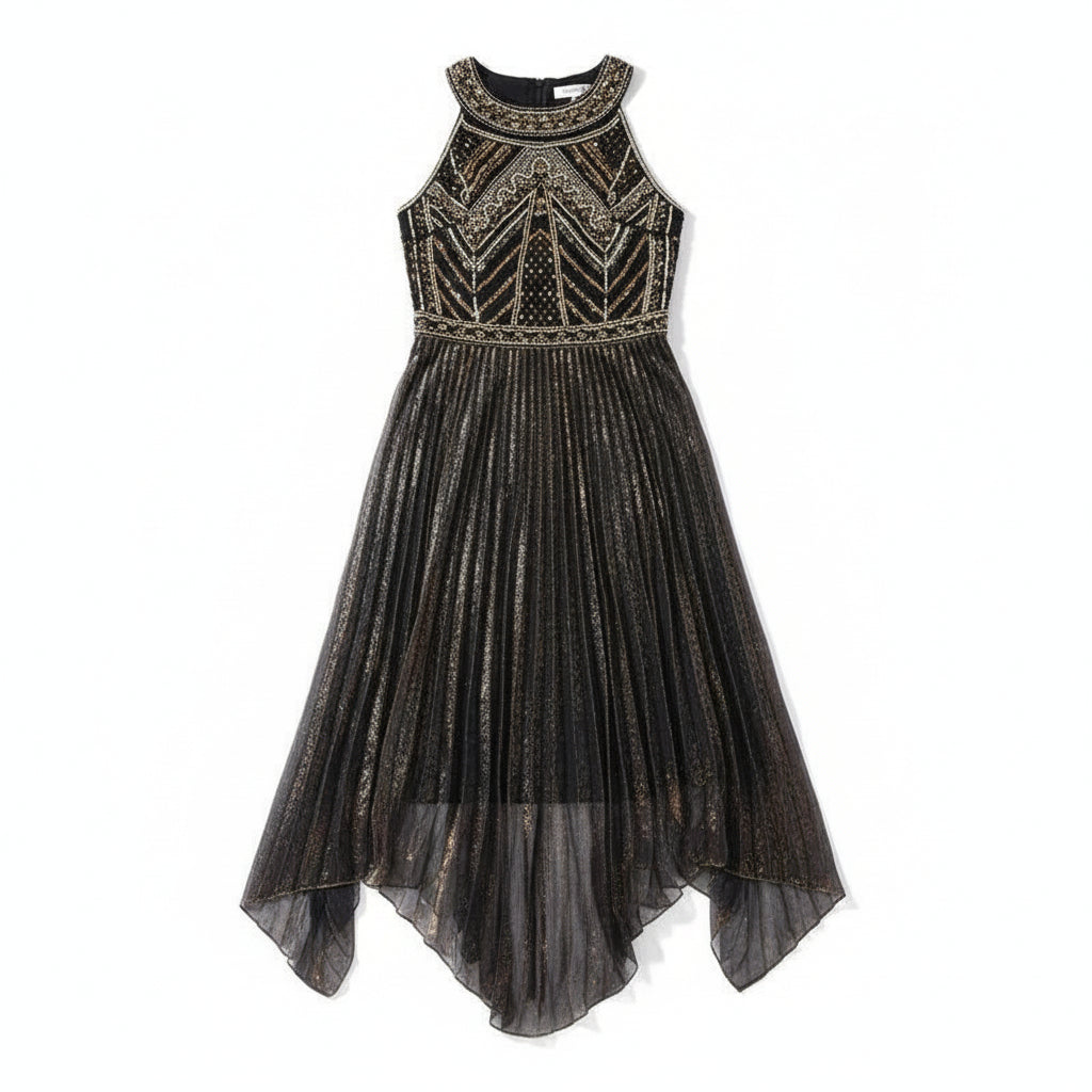 Beaded Halter Neck Flapper Dress