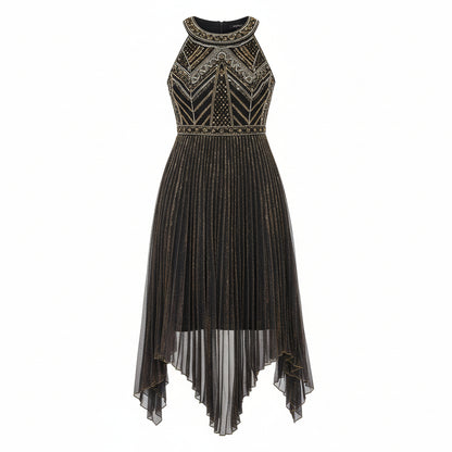 Beaded Halter Neck Flapper Dress