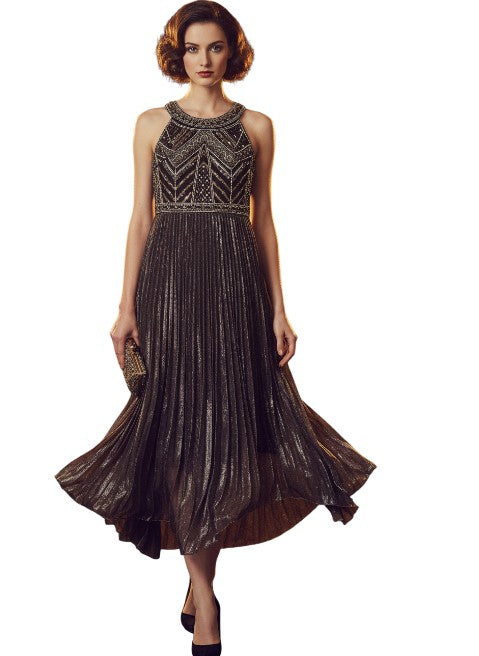 Beaded Halter Neck Flapper Dress