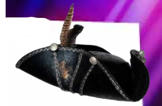 Pirate Tricorner w/Brown Feather/Silver Trim