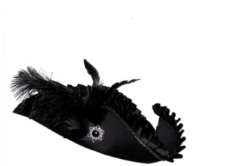 Black Tricorner w/Pleated Trim