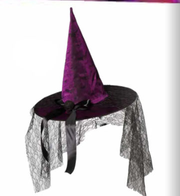 Bat print Witch Hat w/Veil