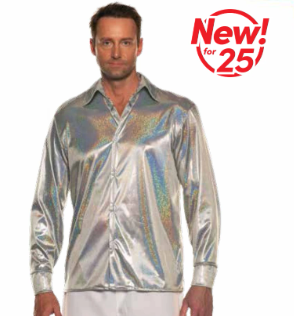 70's Metallic Disco Shirt Silver