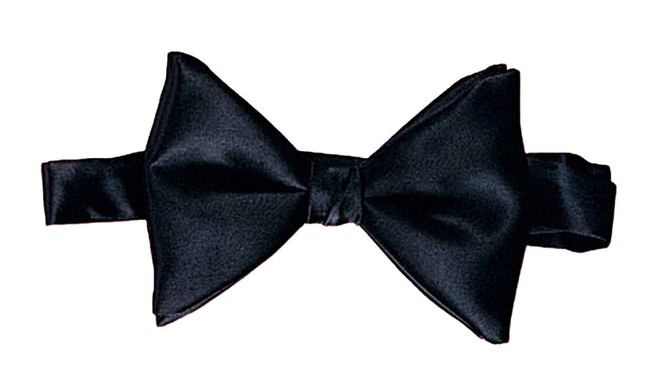 Satin Bow Tie With Neck Band-Black