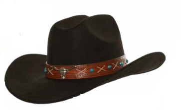 Cowboy Hat w/Brown Leather Band