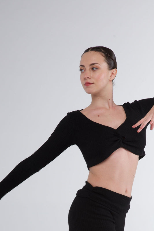 Stretch Knit Top with Decorative Knot