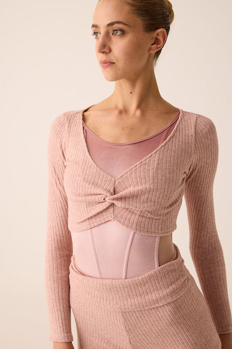 Stretch Knit Top with Decorative Knot