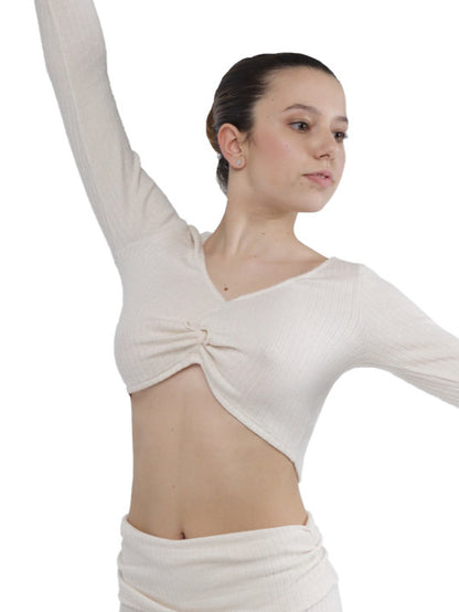 Stretch Knit Top with Decorative Knot