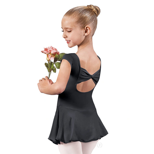Microfiber Bow Back Cap Sleeve Dance Dress