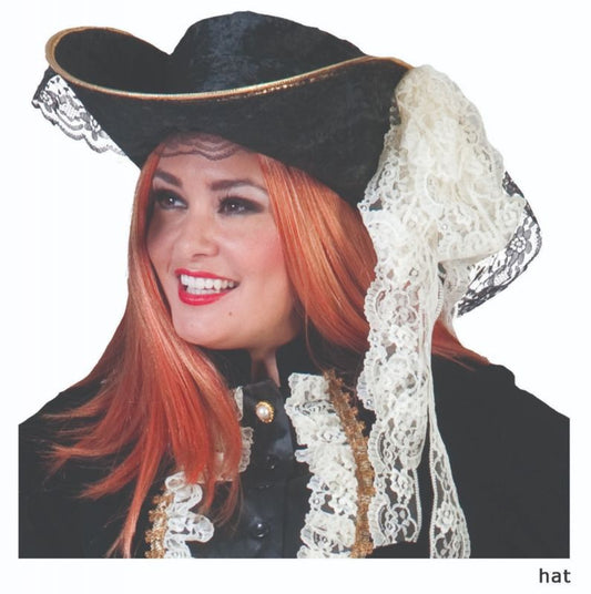 Black Pirate Hat with Lace
