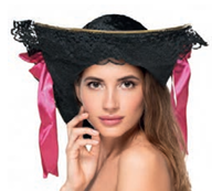 Hat-Black  w/Lace & Pink Ribbon