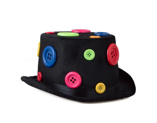 Hat-Blk w/Buttons-Felt