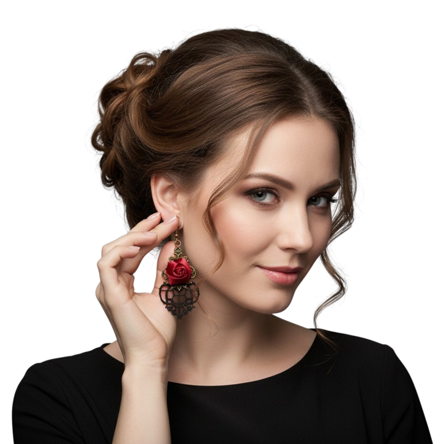 Red Rose Dreamcatcher Dangle Earrings
