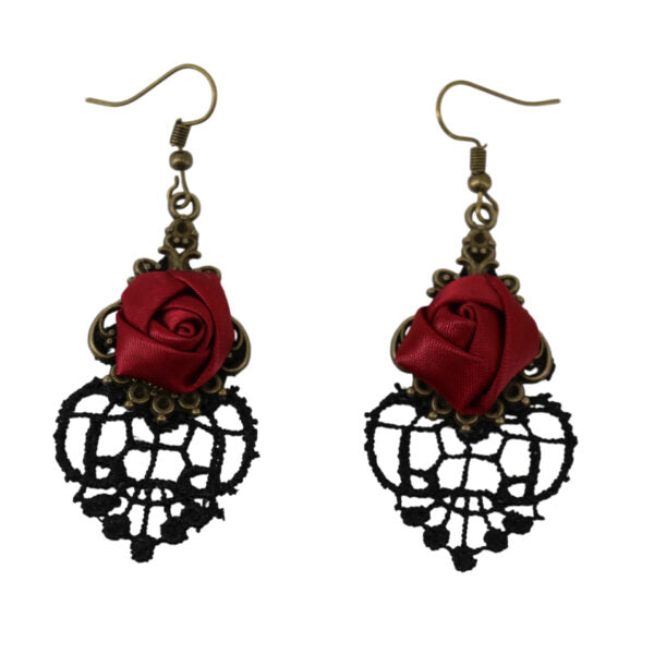 Red Rose Dreamcatcher Dangle Earrings