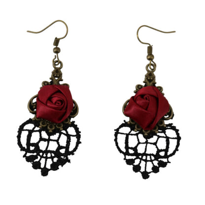 Red Rose Dreamcatcher Dangle Earrings