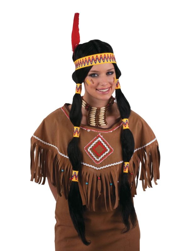 Wig-Squaw w/Headband & Feather