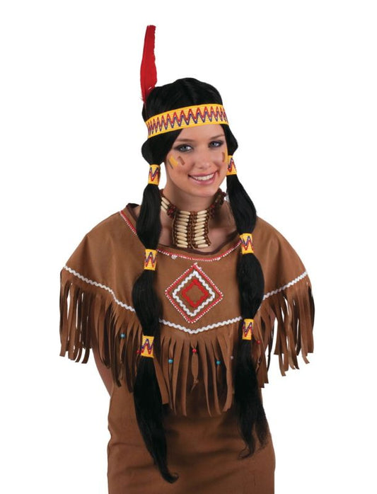 Wig-Squaw w/Headband & Feather