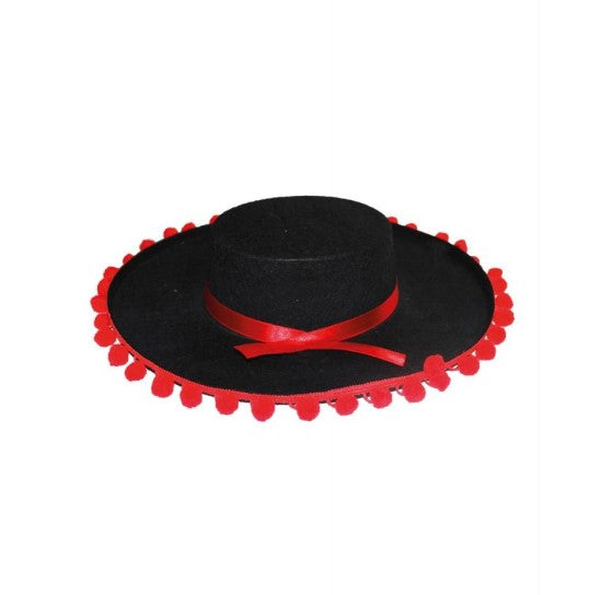Spanish Hat w/Red Poms