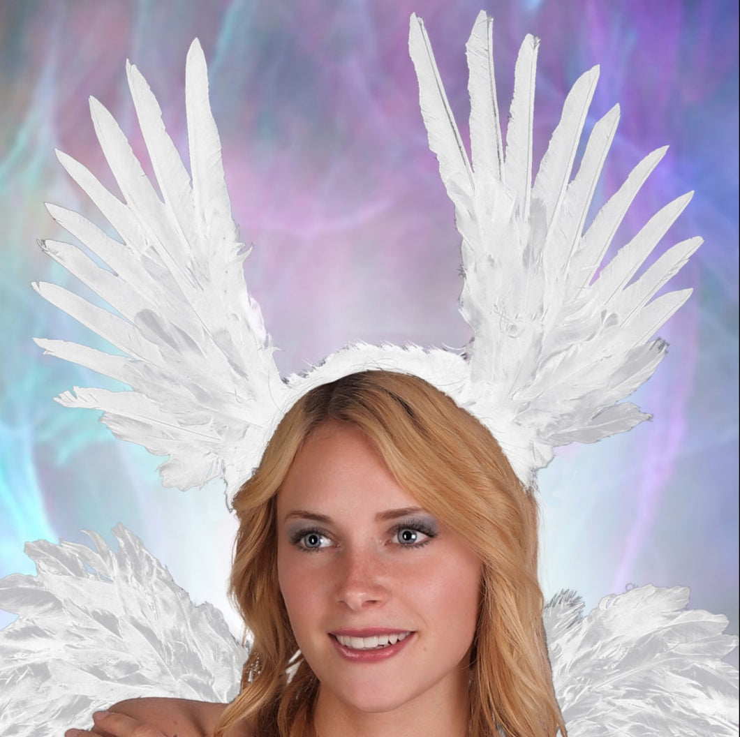 White Angel Feather Headband
