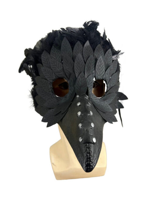 Plague Mask with Black Feathers..
