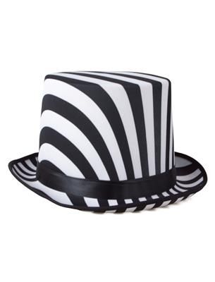 Hat-Top-Blk/Wht Stripe