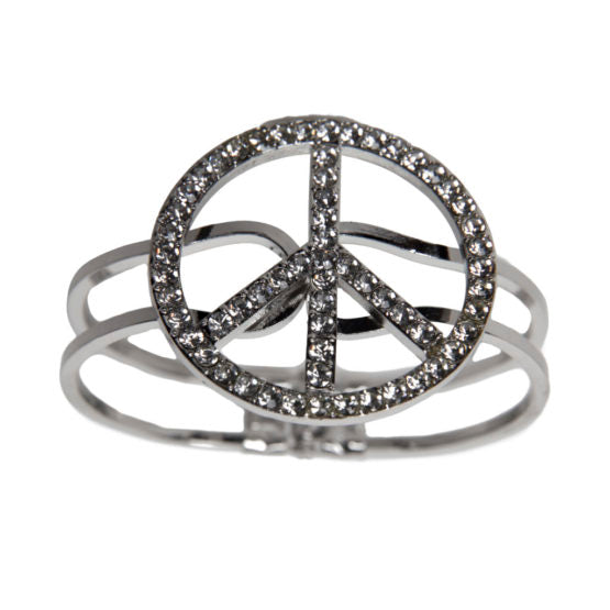 Rhinestone Peace Sign Cuff