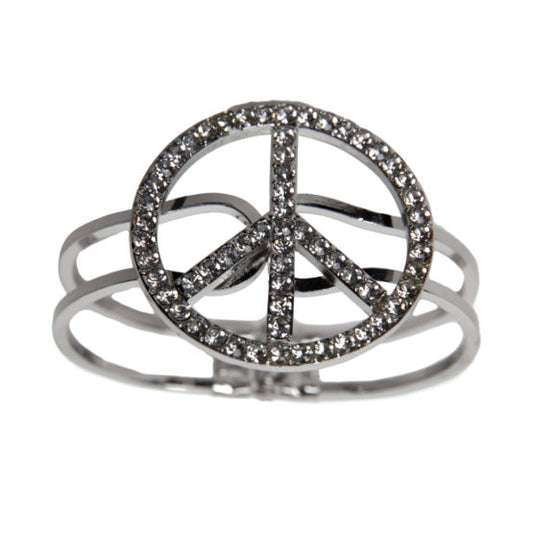Rhinestone Peace Sign Cuff