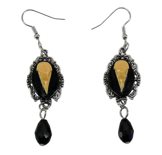 Vintage Bird Skull Pendant Earrings