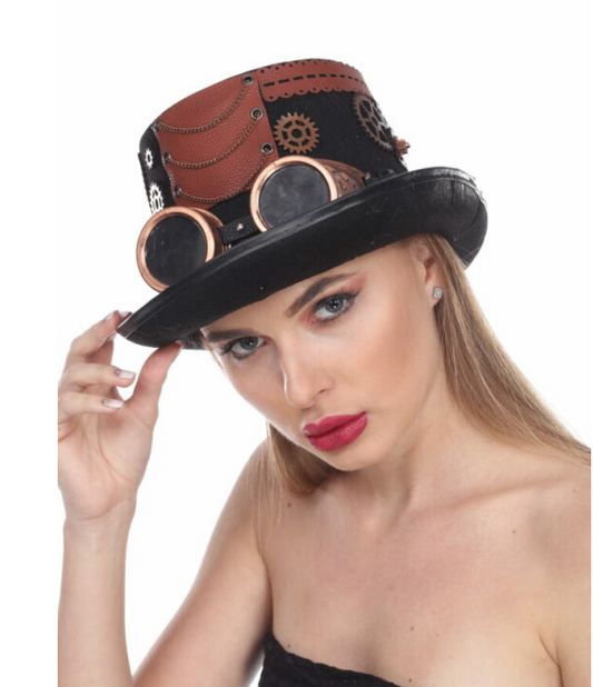 Steampunk Hat with Goggles – Copper