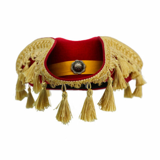 Red Classic Tricorn Pirate Hat with Gold Tassels