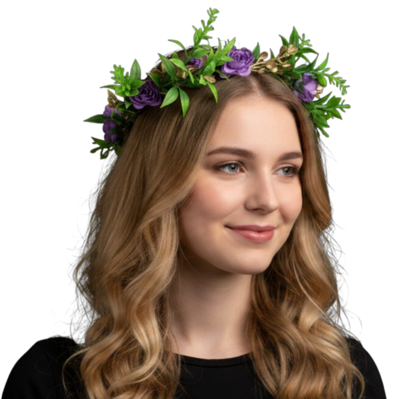 Peach and cream rose woodland floral crown