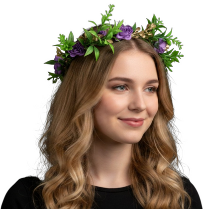 Peach and cream rose woodland floral crown