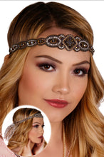Load image into Gallery viewer, Flapper Beaded Headband with Feathers
