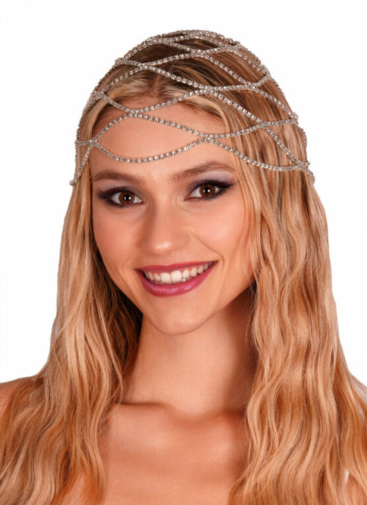 Hollow Rhinestone Mesh Headpiece