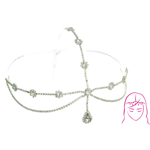 Silver 2 Line Teardrop Hair Chain